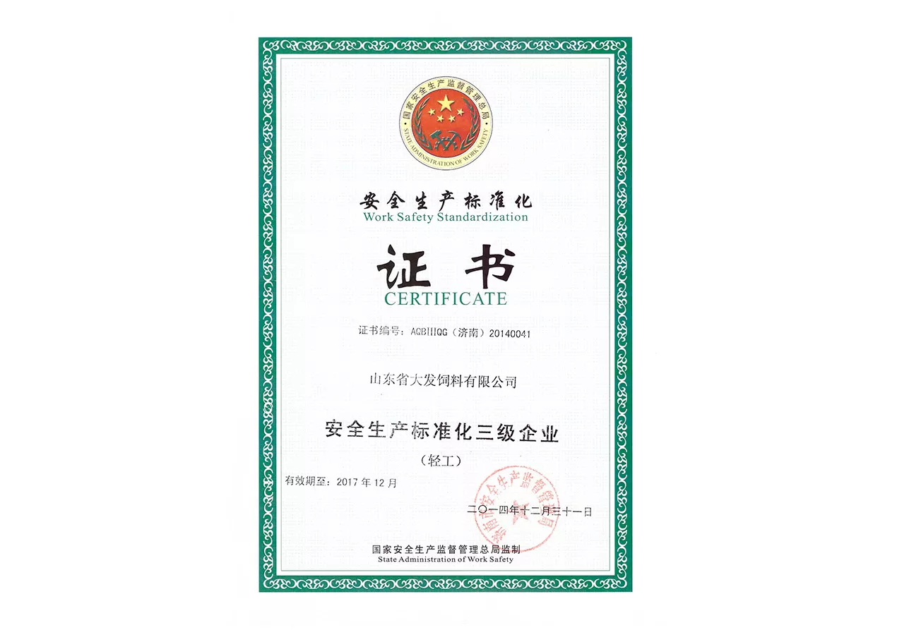2017安全生产标准化证书