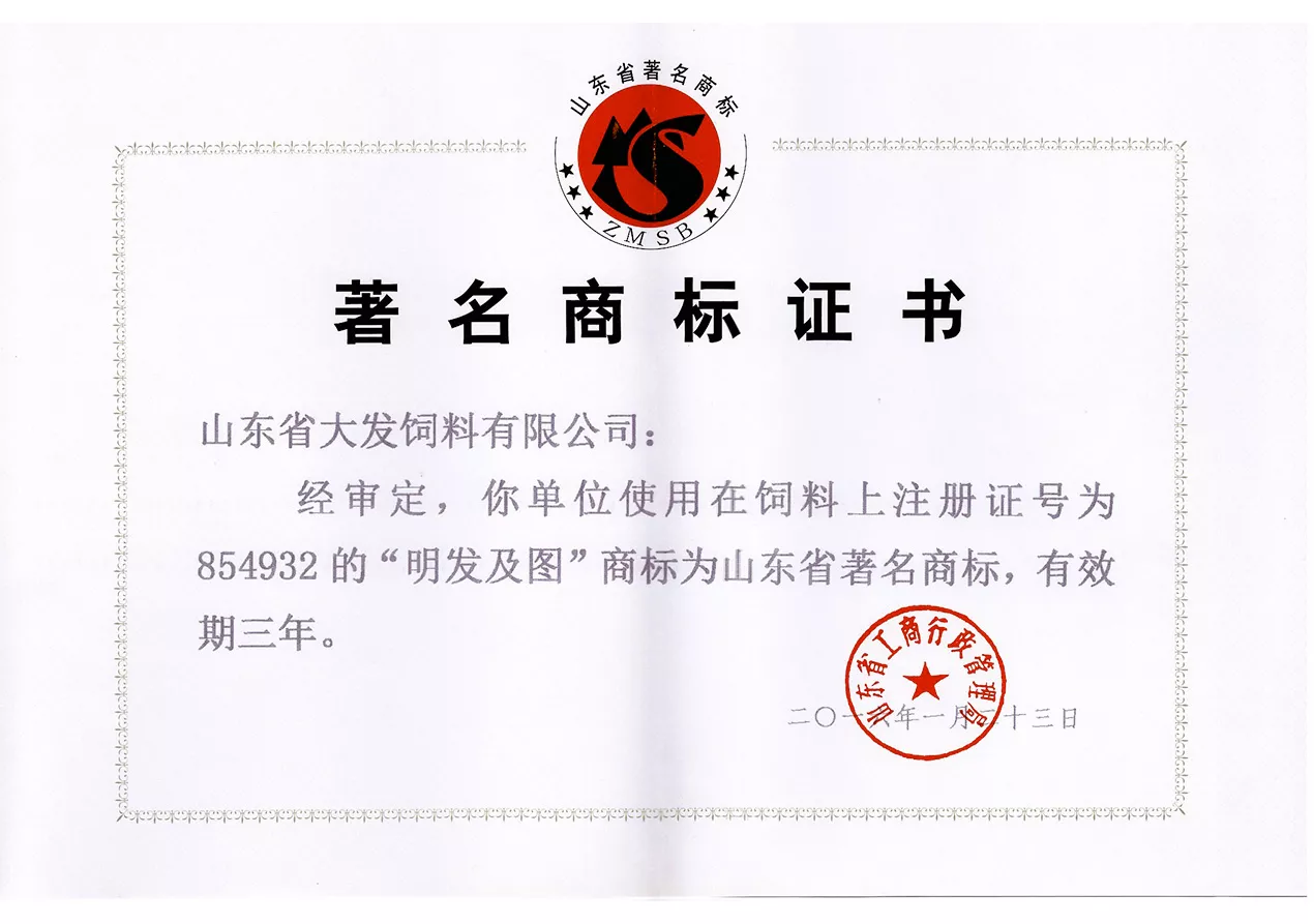 2016山东省著名商标